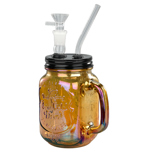 TOPPUFF® | 5.5″ Mason Jar Glass Bong – Surface Plating Colors [JTOP01.1005]