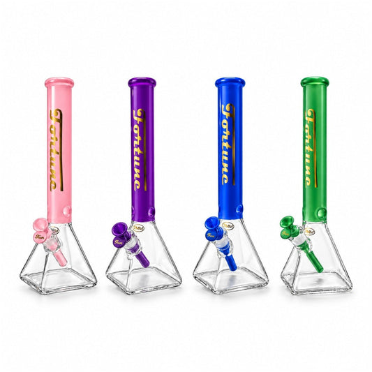 Fortune 18" 7mm Square Base Glass Water Pipe – 50mm Neck