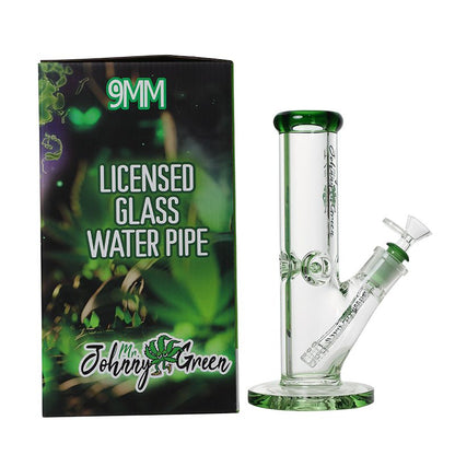 Johnny Green | 10″ 9mm Straight Tube with Grid Percolator Slide – Green (MJG-011)