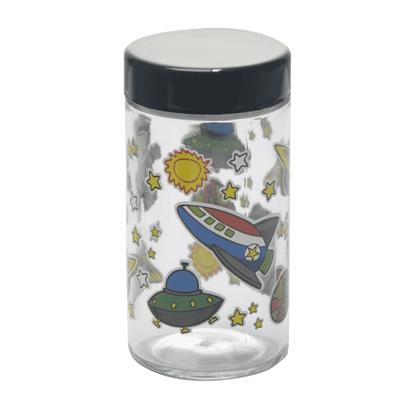 180ml Glass Storage Jar with Sticker Design – Compact & Stylish [SMKZ-145]