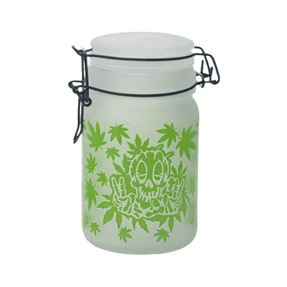 Green Leaf Glass Storage Jar-Multiple Sizes Available [SMKZ-144]