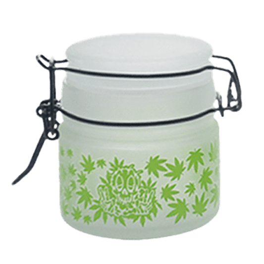 Green Leaf Glass Storage Jar-Multiple Sizes Available [SMKZ-144]