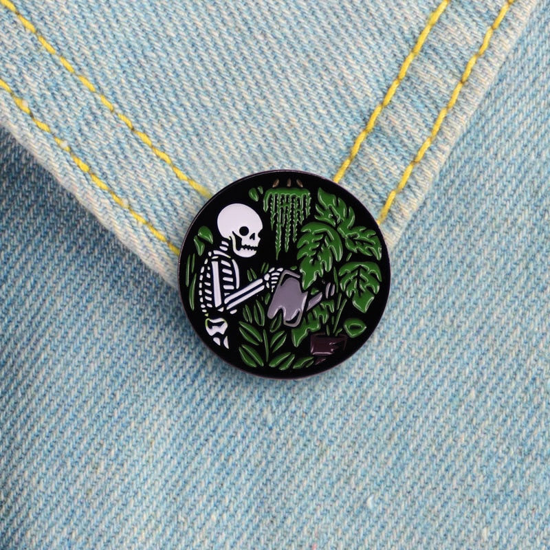 Skull Watering Plants Pin
