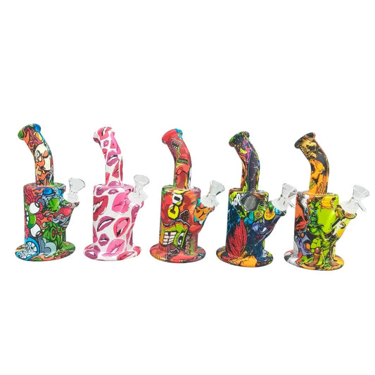 8“ Printed Silicone Mini Bong-Assorted (MST232)