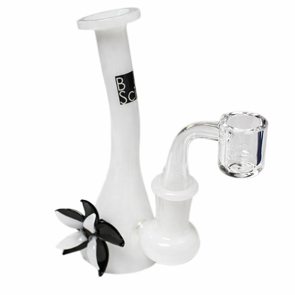 BoroSci | 5.5" Bent Neck Flower Mini Beaker with Banger Glass Rig