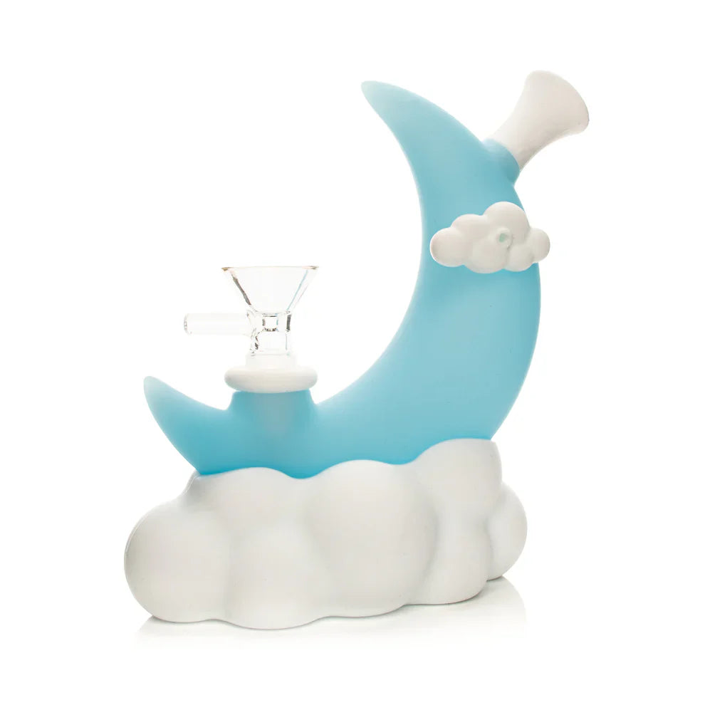 LIT® Silicone | 6.5" Glow-In-The-Dark Moon Water Pipe [TS216B]