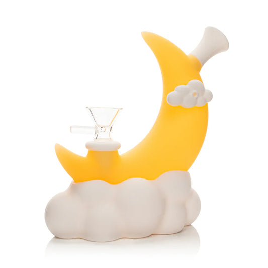 LIT® Silicone | 6.5" Glow-In-The-Dark Moon Water Pipe [TS216Y]