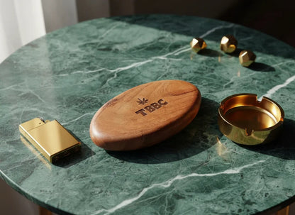 TBBC | Natural Hardwood oval Rolling Tray