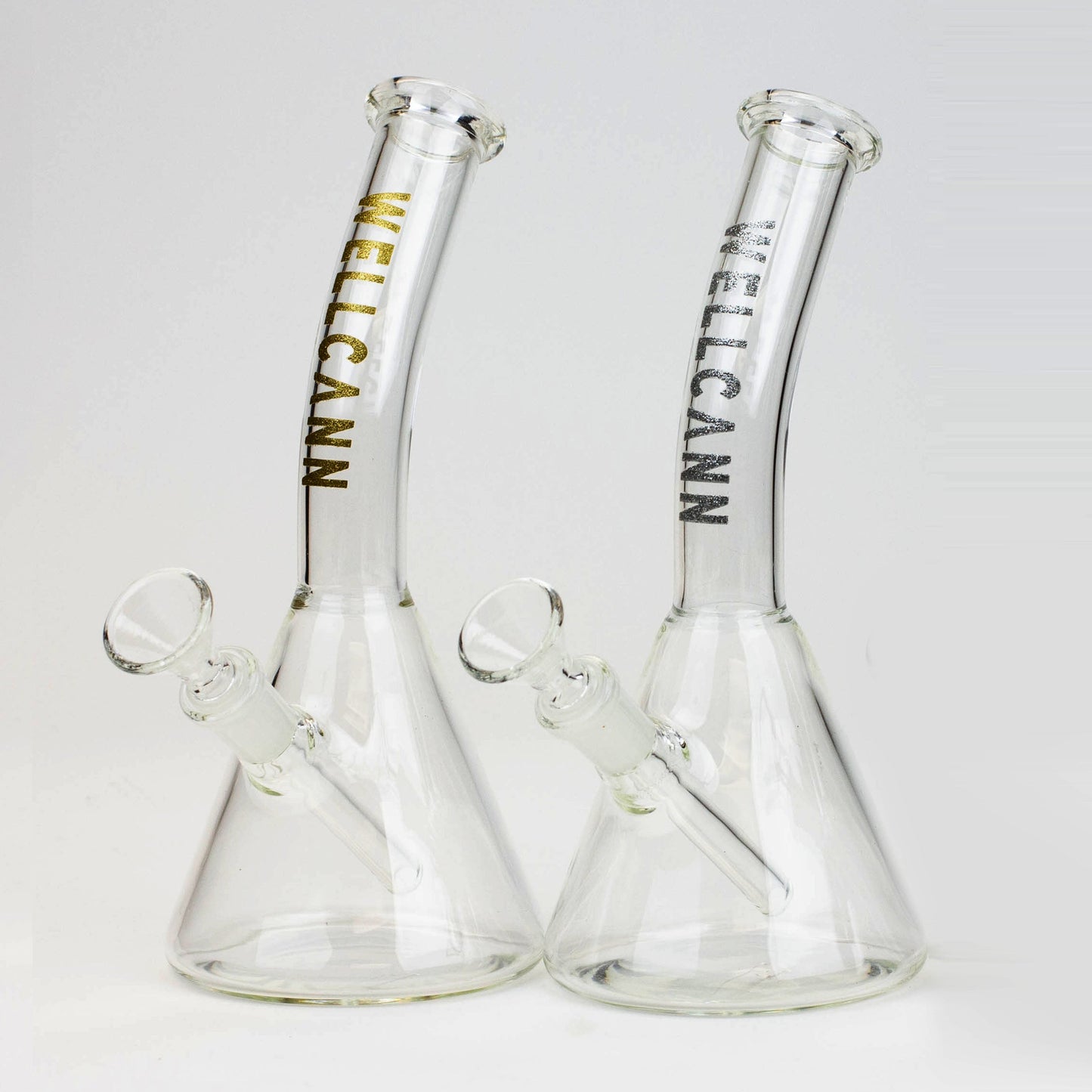 WellCann | 8" Clear Glass Beaker Bong with Bent Neck