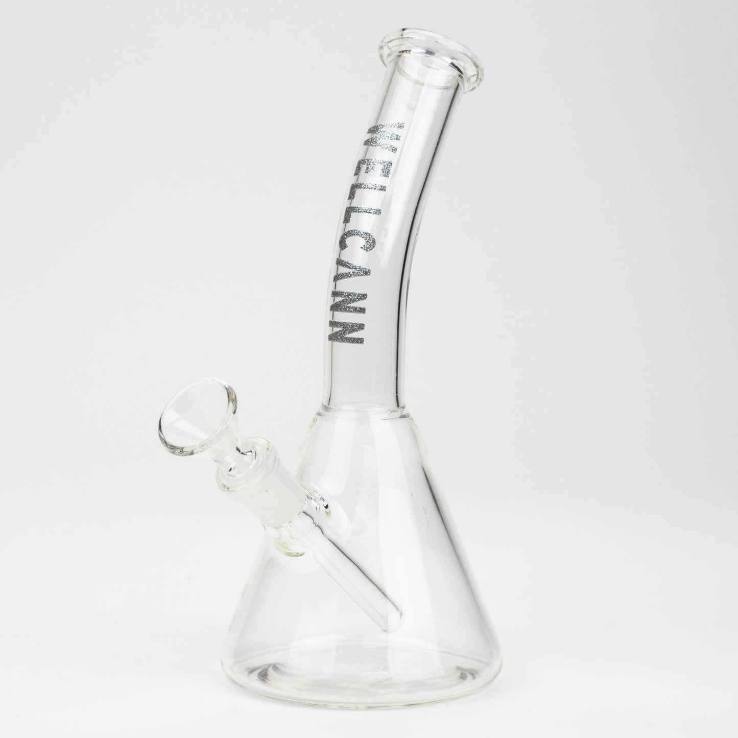 WellCann | 8" Clear Glass Beaker Bong with Bent Neck