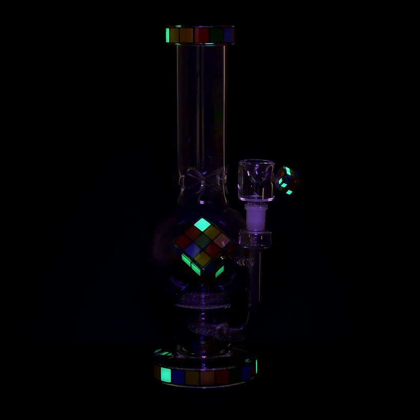 Pulsar® | 13" Rubik’s Cube Double Perc Glass Bong [WP849]