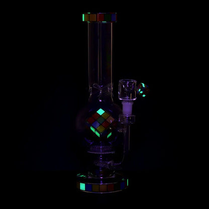 Pulsar® | 13" Rubik’s Cube Double Perc Glass Bong [WP849]