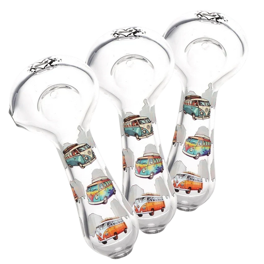 SC Pulsar VW Bus 4.5" Glass Spoon Pipe 3 Count set