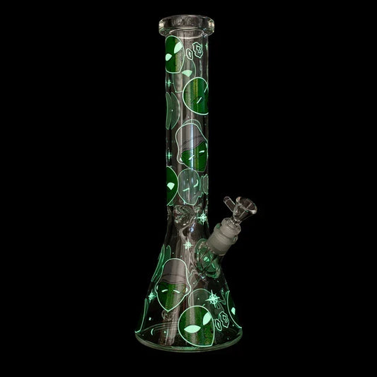 Red Eye 15" 7mm Glow in the Dark Aliens Beaker Bong