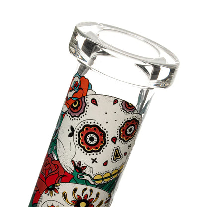 Red Eye Glass® | 10" Sugar Skull Glow-in-the-Dark Water Pipe [REG160]