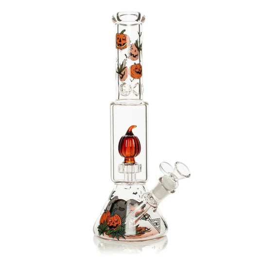 Red Eye Glass 12" Dual Chamber Jack O Lantern Perc Bong