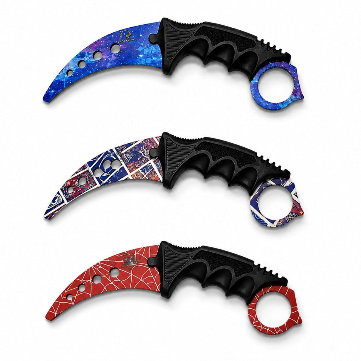 7.5" Non-Sharpened Practice Karambit Knife with Sheath – Assorted Designs