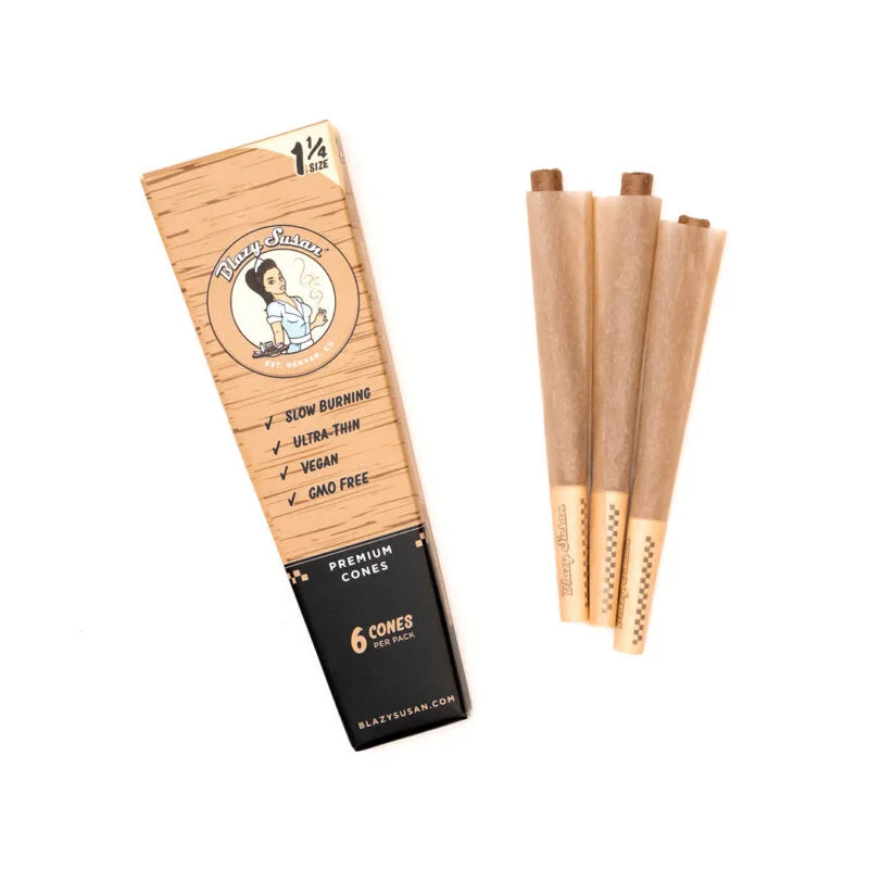 Blazy Susan | Unbleached 1 1/4 Pre Rolled Cones Box of 21_1