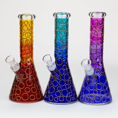 10" 3D Texture color dots beaker glass bong [HD20]_0