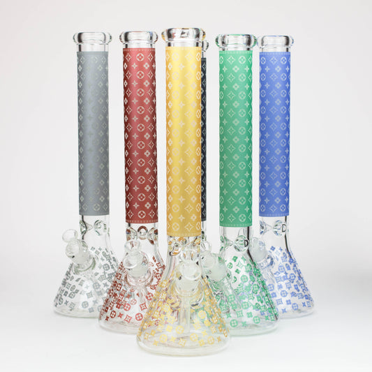 18" LV Glow in the dark 7 mm glass water bong_0