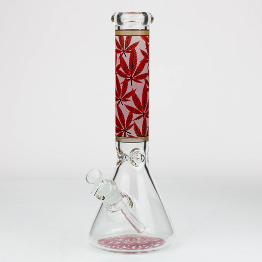 14" Leaf Pattern glow in the dark / 7mm / glass beaker bong [A21]_0