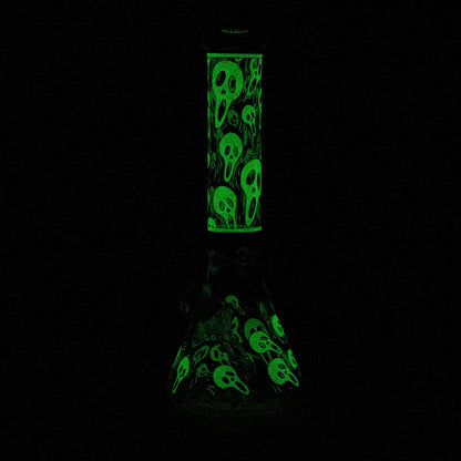 14" Ghost Pattern glow in the dark / 7mm / glass beaker bong [CH-105]_0