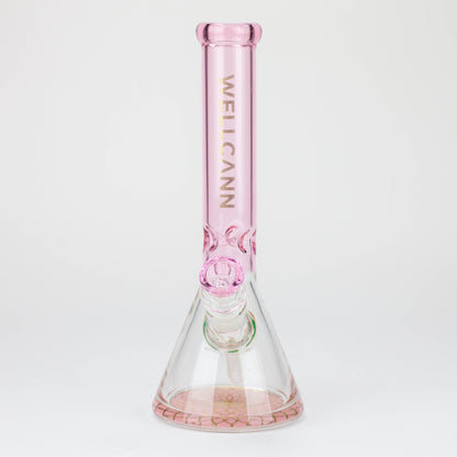 10" WellCann Coloured glass beaker bong with wide mouth - Pink_2