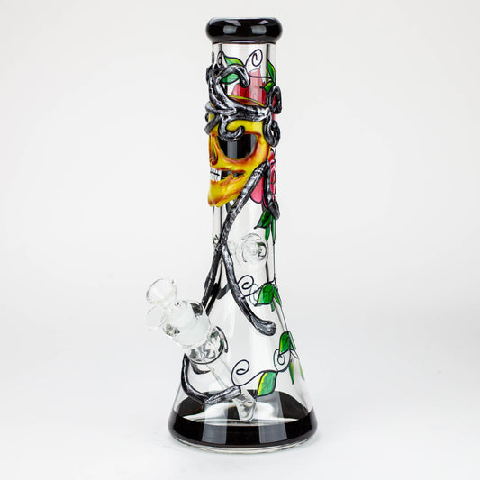 14" Resin 3D Glow in the dark artwork 7mm glass beaker water bong [GB208]_13