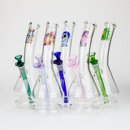 12" 2-in-1 Beaker Glass Bong - Cartoon Design [XTR2022-03]_0