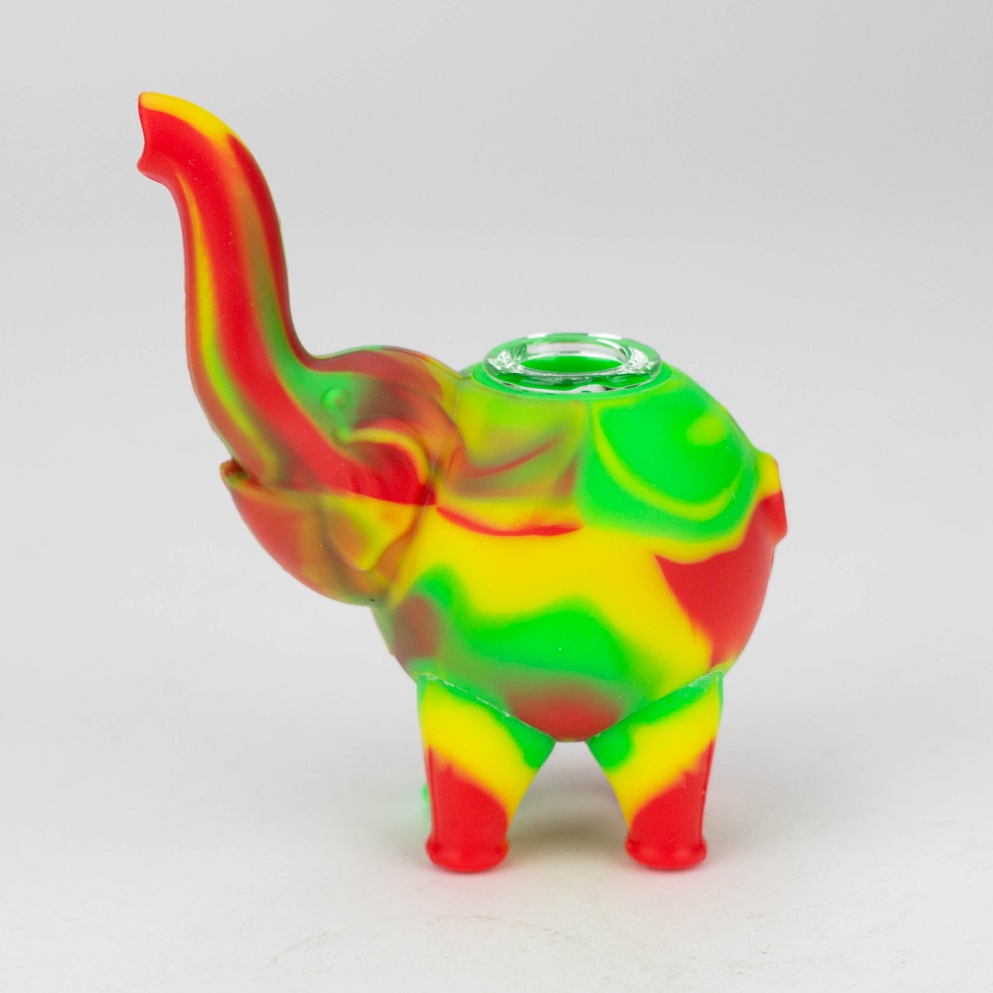 4.5" elephant Silicone hand pipe with glass bowl-Assorted_2