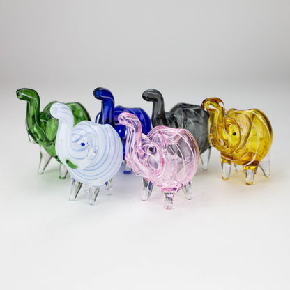 5" Standing elephant color glass hand pipe_0