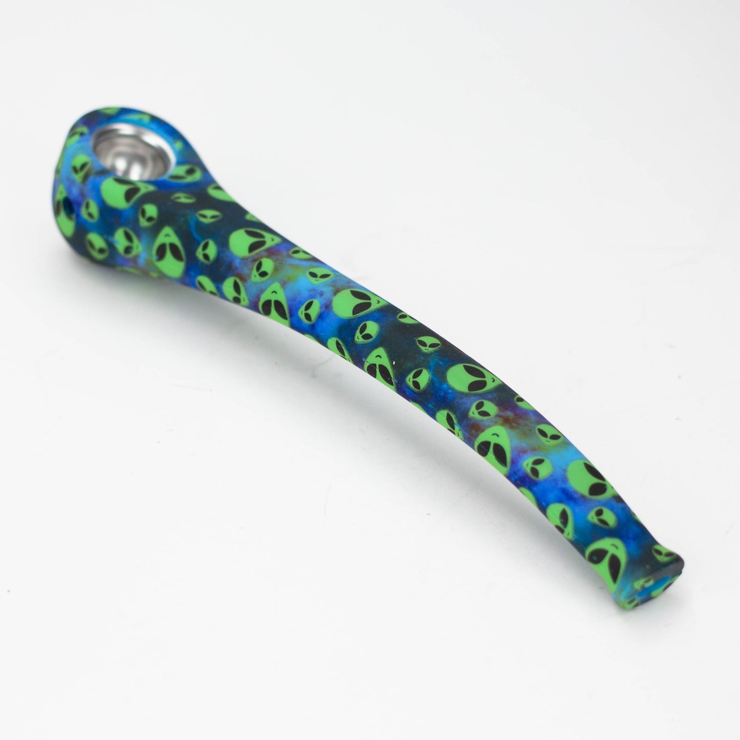 9" Silicone graphic hand pipe with metal bowl_3