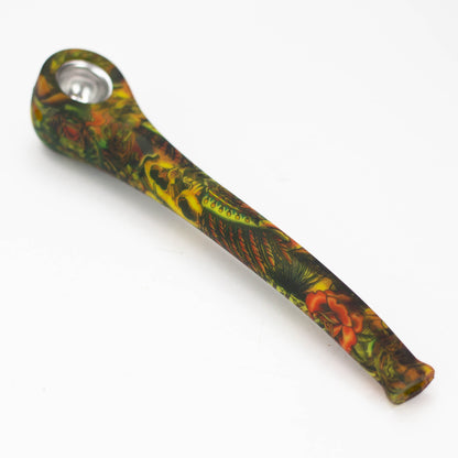 9" Silicone graphic hand pipe with metal bowl_5