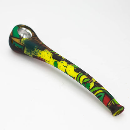 9" Silicone graphic hand pipe with metal bowl_9