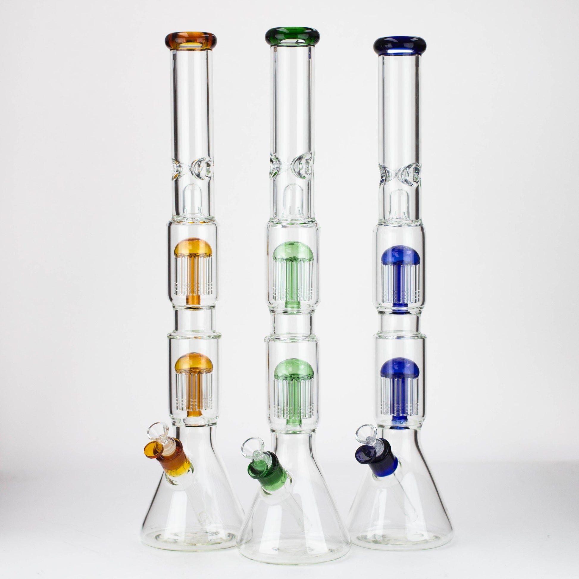 24.5" Dual 8 arms perc, with splash guard 7mm glass water bong [G11124]_0