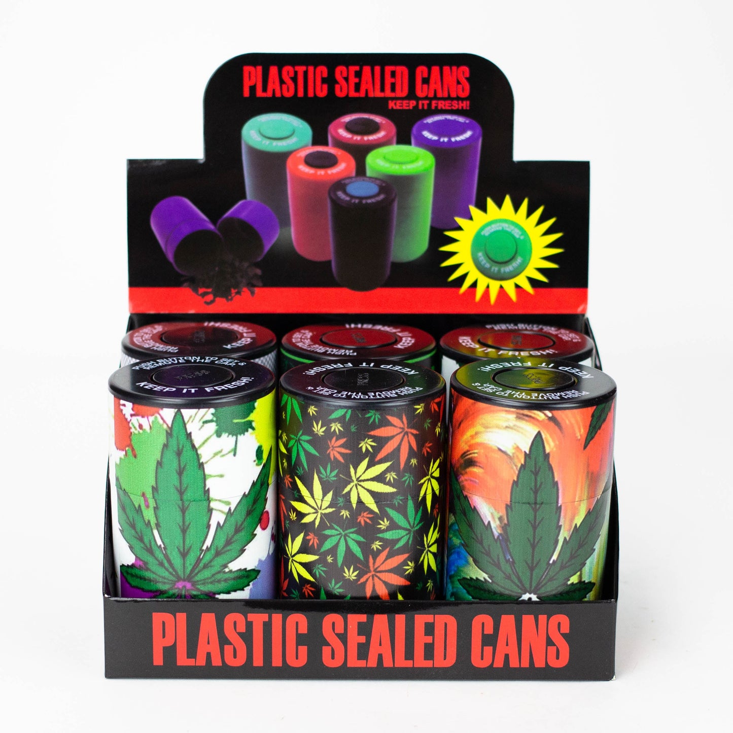 Air tight Stash Jars with Green Leaf Designs Box of 6_0