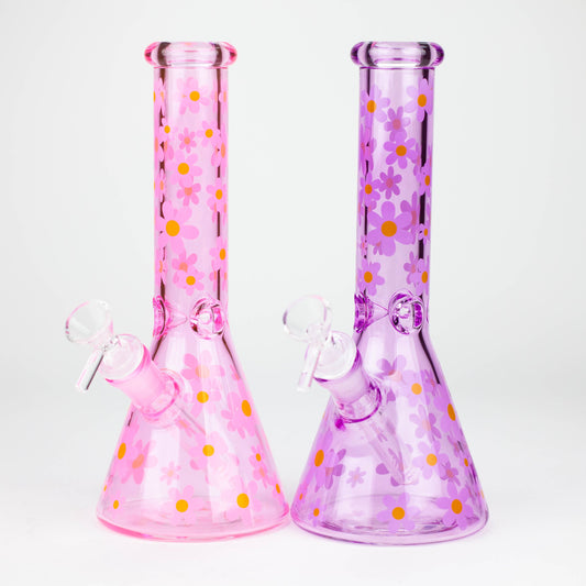 10" Color Glass Bong With Daisy Design [WP 061]_0