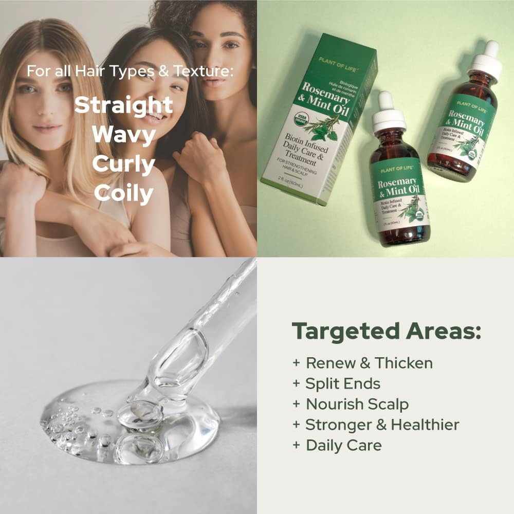 Plant of Life | Rosemary Mint Essential Oil for strengthening Hair & Skin (2oz / 60mL)_4