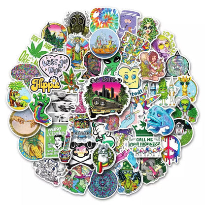 50pcs Assorted Cannabis Design Stickers_5