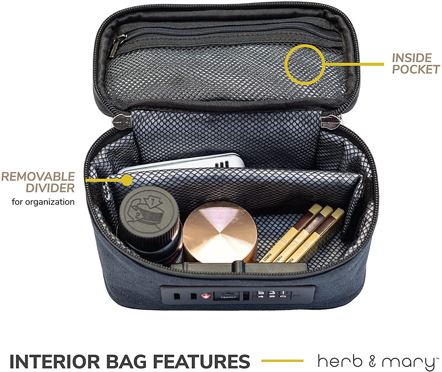 Herb & Mary Smell Proof Accessories Storage Stash Case w/Integrated Combo Lock (Small)_3