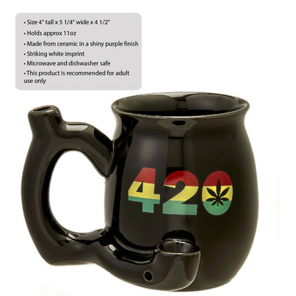 420 Mug - Black Mug with Rasta Colors_2