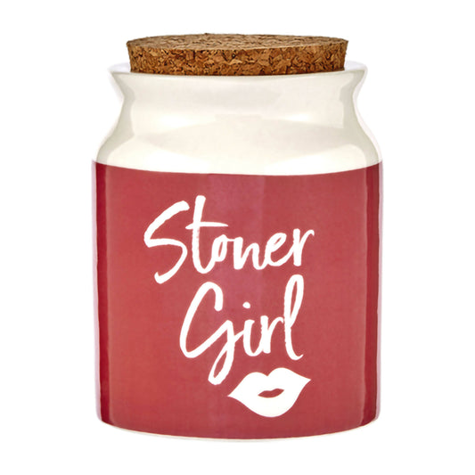 STONER GIRL STASH JAR - PINK WITH WHITE LETTERS_0