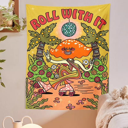 Mushroom Hippie Tapestry