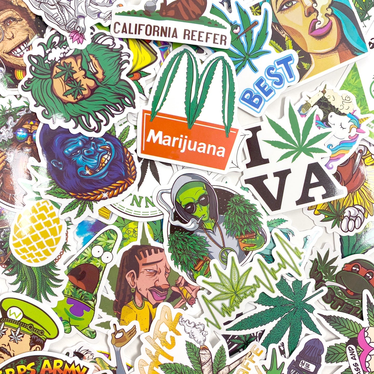 50pcs Assorted Cannabis Design Stickers_0
