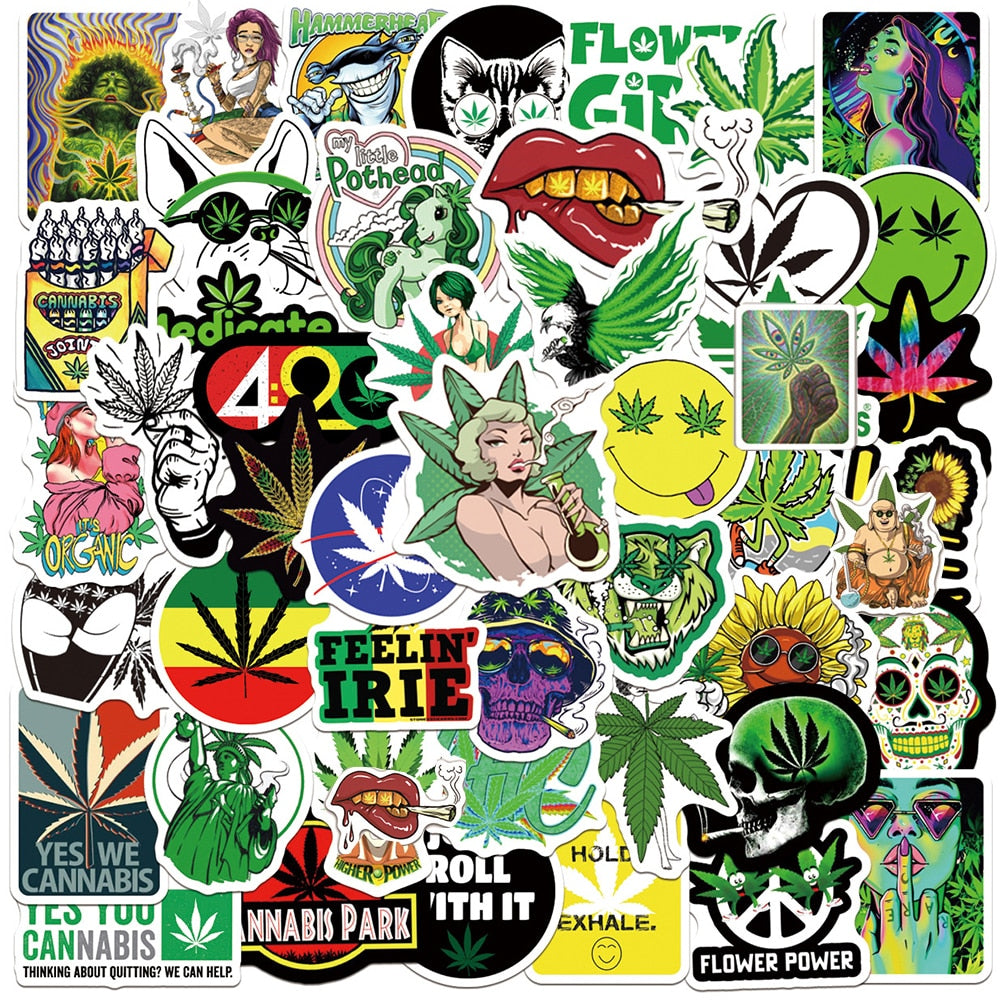 10/50/100PCS Weed Sticker Pack